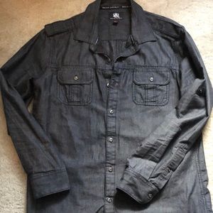 Large cotton Rock Republic men’s long sleeve button up shirt.